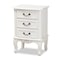 Baxton Studio Gabrielle White-Finished 3-Drawer Wood Nightstand 162-10259 - alternate 1